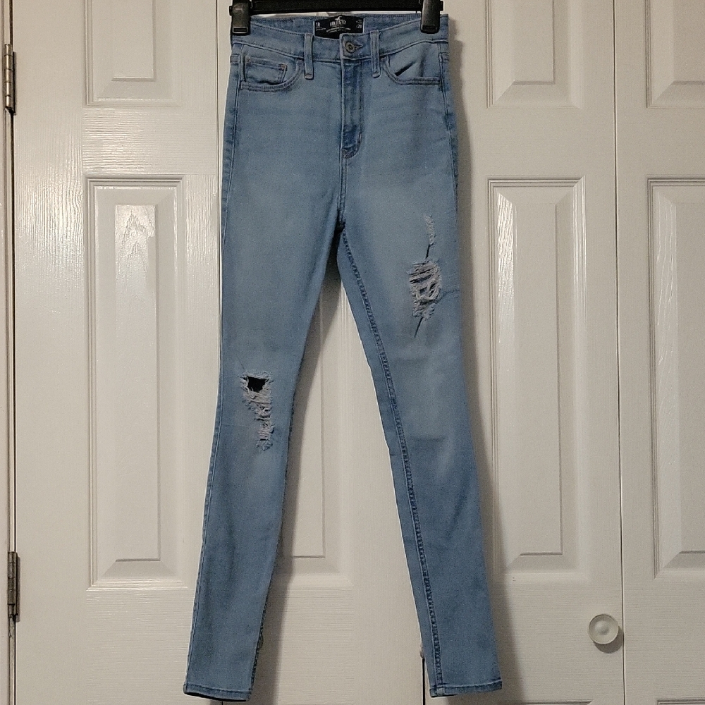 Hollister Blue Skinny Jeans with Distressed Details
